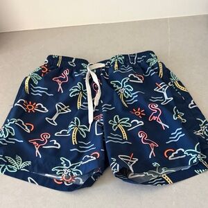 chubbies Navy Blue Tropical Neon Print Swim Trunks